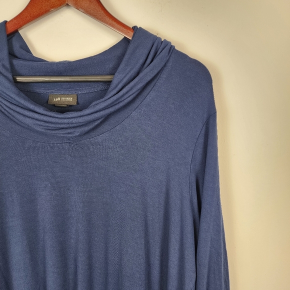 J Jill Wearever Collection Rayon Navy Blue Cowl Neck Blouse Women's Size XL - Picture 3 of 9